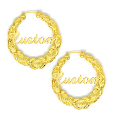 Shangjie OEM Custom stainless steel name bamboo earrings gold plated bamboo earrings oversized wide hoop earrings